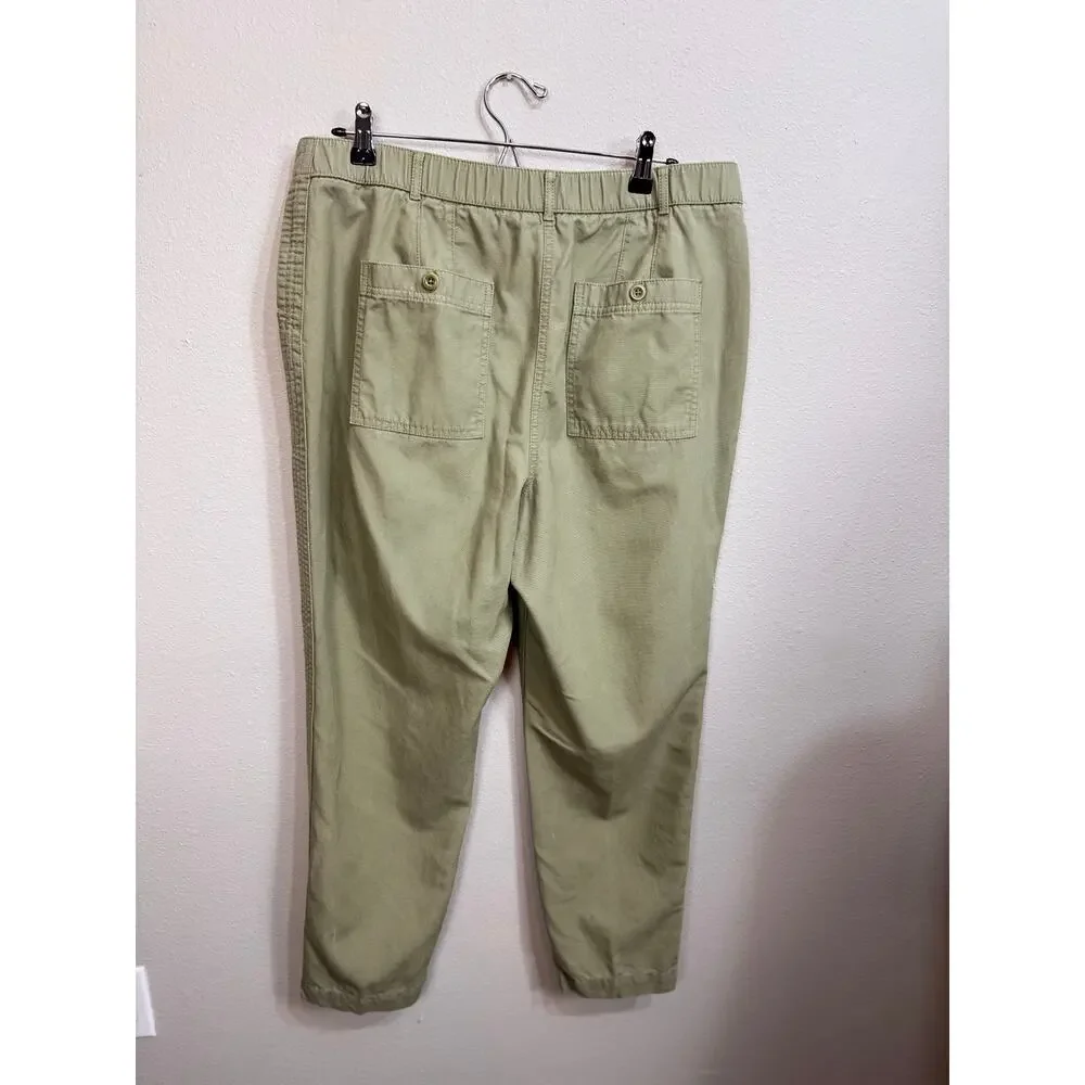 Talbots khaki green slim cargo pants deep pockets straight leg fly front Sz 14